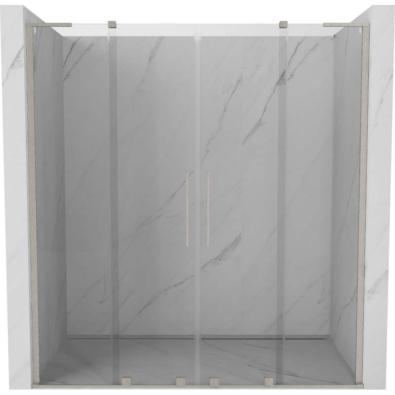 Mexen Velar L Duo drzwi prysznicowe rozsuwane 200 cm, transparent, nikiel szczotkowany - 871-200-003-02-97