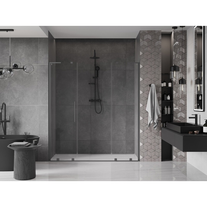 Mexen Velar L Duo drzwi prysznicowe rozsuwane 170 cm, transparent, gun metal - 871-170-003-02-95