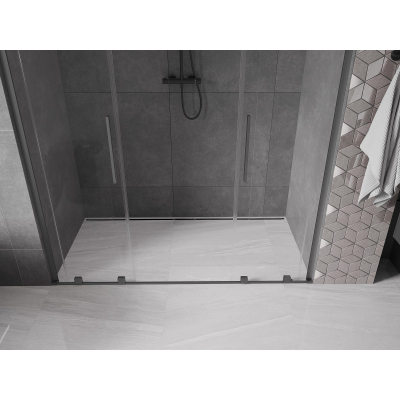 Mexen Velar L Duo drzwi prysznicowe rozsuwane 180 cm, transparent, gun metal - 871-180-003-02-95