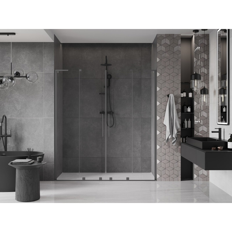 Mexen Velar L Duo drzwi prysznicowe rozsuwane 180 cm, transparent, gun metal - 871-180-003-02-95