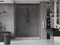 Mexen Velar L Duo drzwi prysznicowe rozsuwane 180 cm, transparent, gun metal - 871-180-003-02-95