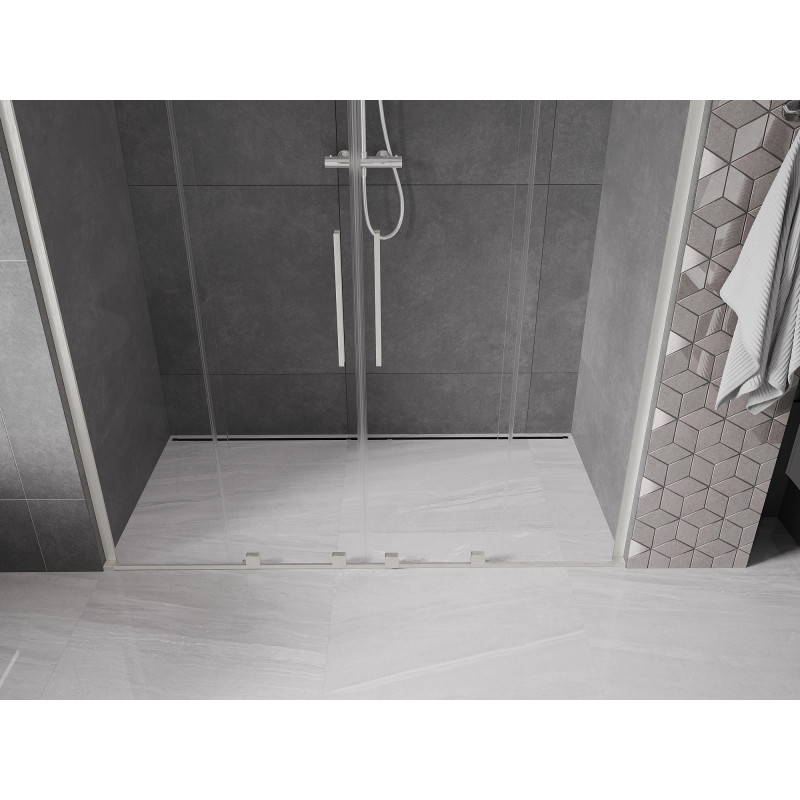 Mexen Velar L Duo drzwi prysznicowe rozsuwane 200 cm, transparent, nikiel szczotkowany - 871-200-003-02-97