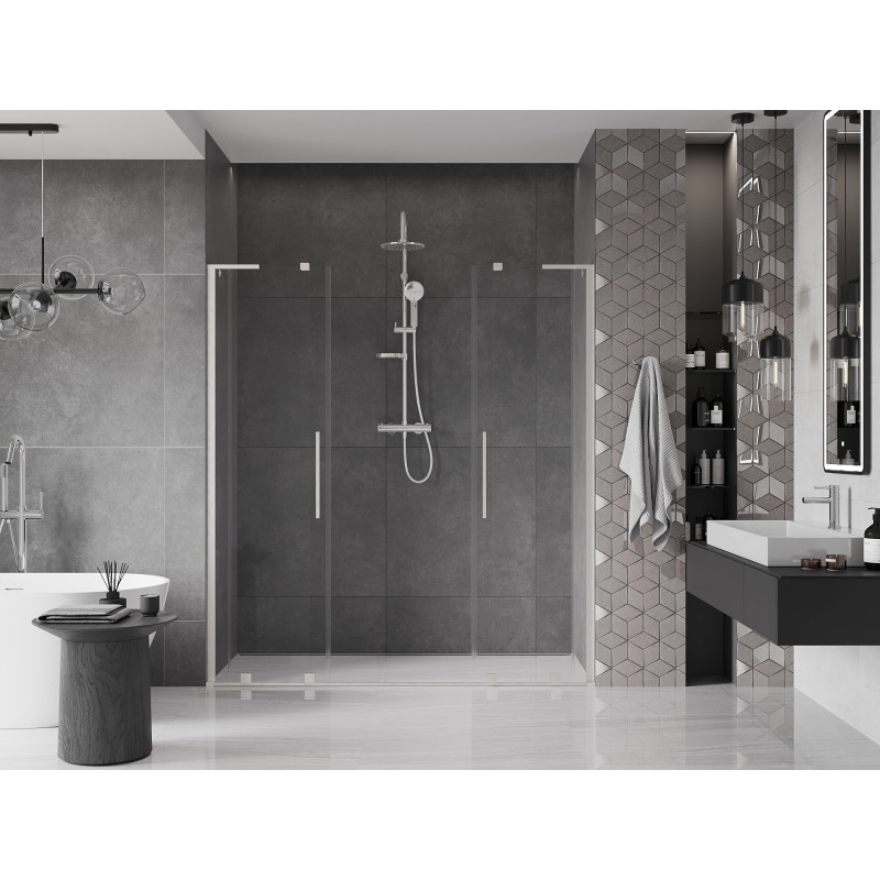 Mexen Velar L Duo drzwi prysznicowe rozsuwane 200 cm, transparent, nikiel szczotkowany - 871-200-003-02-97