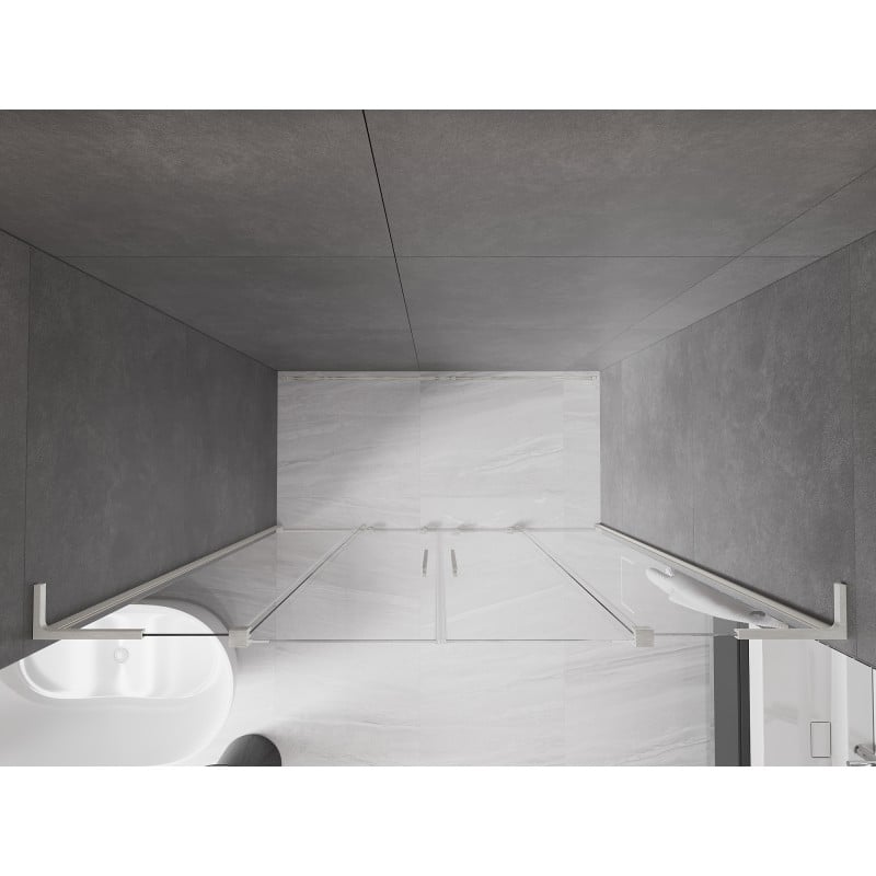 Mexen Velar L Duo drzwi prysznicowe rozsuwane 170 cm, transparent, nikiel szczotkowany - 871-170-003-02-97