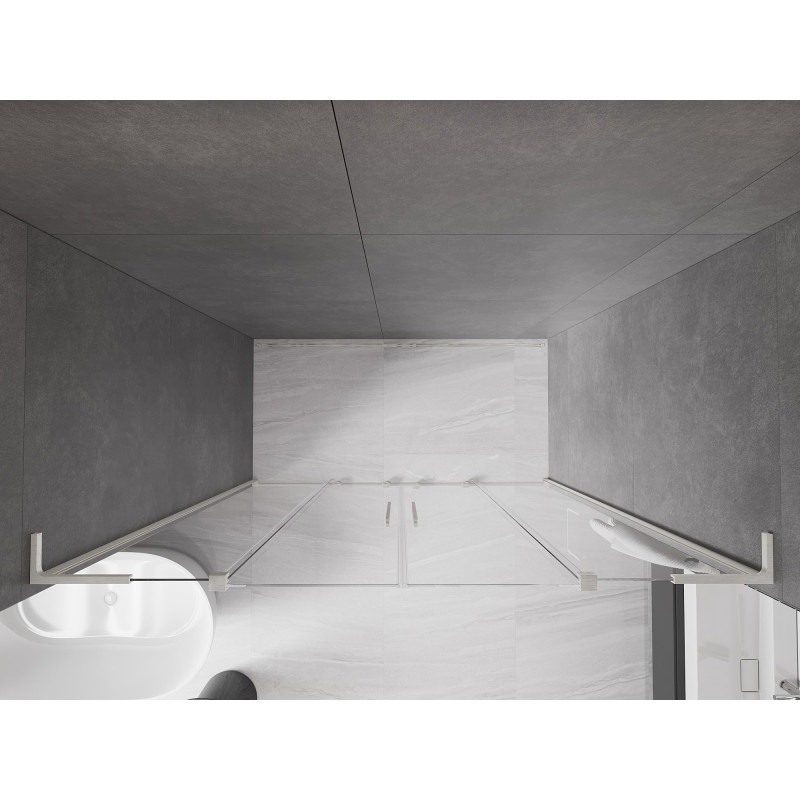 Mexen Velar L Duo drzwi prysznicowe rozsuwane 200 cm, transparent, nikiel szczotkowany - 871-200-003-02-97