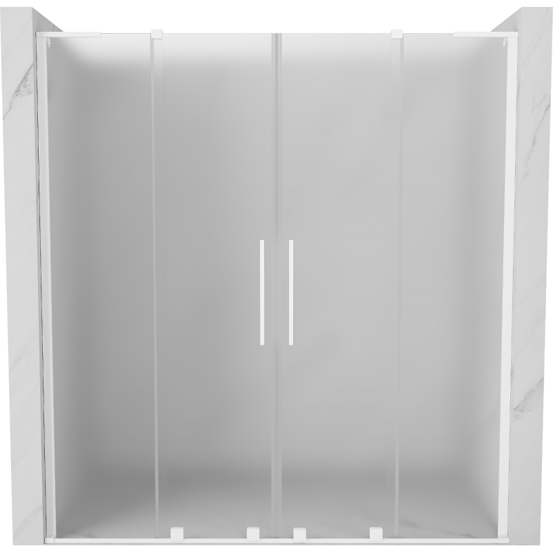 Mexen Velar L Duo drzwi prysznicowe rozsuwane 180 cm, szron, białe - 871-180-003-32-20