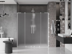 Mexen Velar L Duo drzwi prysznicowe rozsuwane 180 cm, szron, białe - 871-180-003-32-20