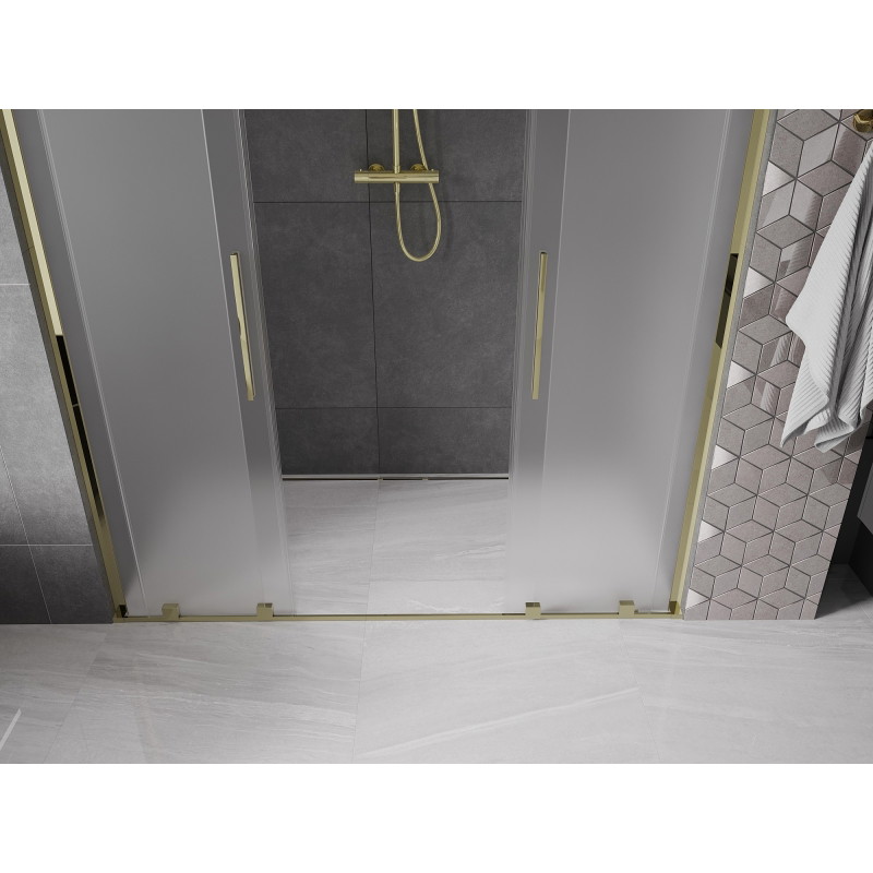 Mexen Velar L Duo drzwi prysznicowe rozsuwane 170 cm, szron, złote - 871-170-003-32-50