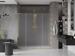 Mexen Velar L Duo drzwi prysznicowe rozsuwane 180 cm, szron, złote - 871-180-003-32-50