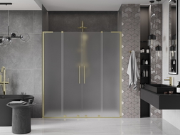 Mexen Velar L Duo drzwi prysznicowe rozsuwane 180 cm, szron, złote szczotkowane - 871-180-003-32-55
