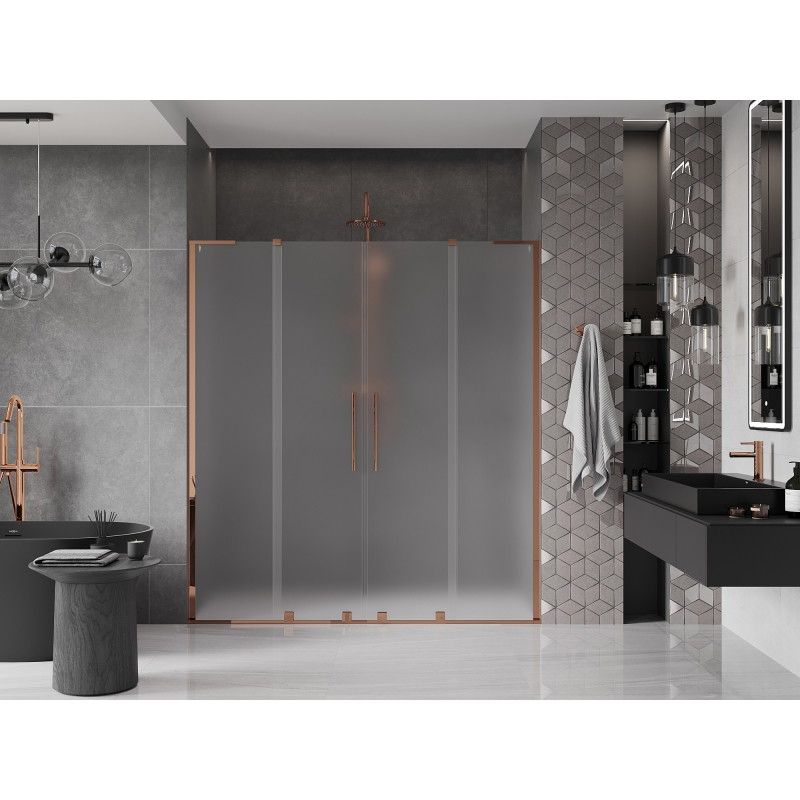 Mexen Velar L Duo drzwi prysznicowe rozsuwane 170 cm, szron, różowe złoto - 871-170-003-32-60