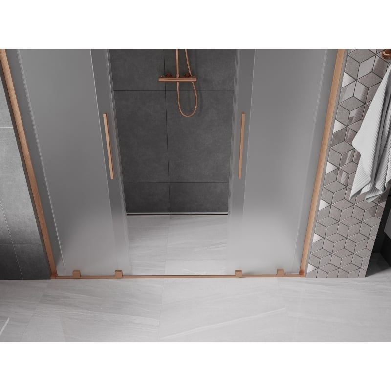 Mexen Velar L Duo drzwi prysznicowe rozsuwane 180 cm, szron, miedź szczotkowana - 871-180-003-32-65
