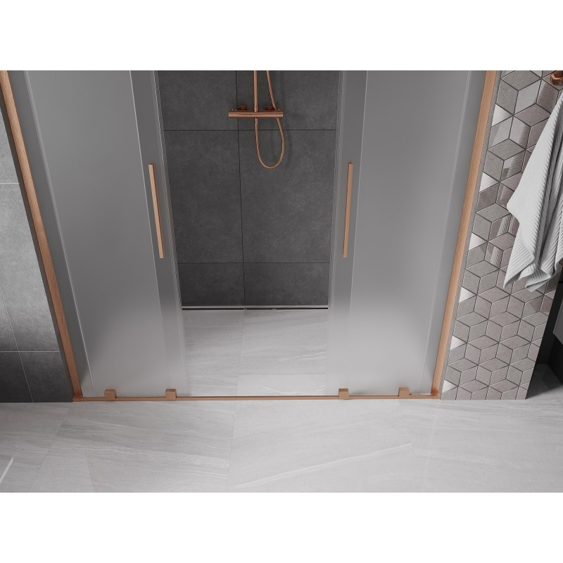 Mexen Velar L Duo drzwi prysznicowe rozsuwane 200 cm, szron, miedź szczotkowana - 871-200-003-32-65