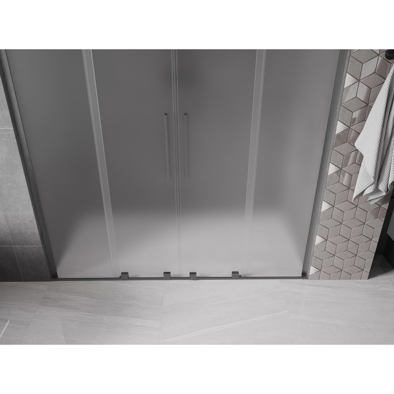 Mexen Velar L Duo drzwi prysznicowe rozsuwane 170 cm, szron, gun gray szczotkowany - 871-170-003-32-66