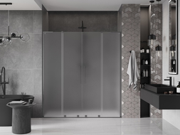 Mexen Velar L Duo drzwi prysznicowe rozsuwane 200 cm, szron, gun gray szczotkowany - 871-200-003-32-66