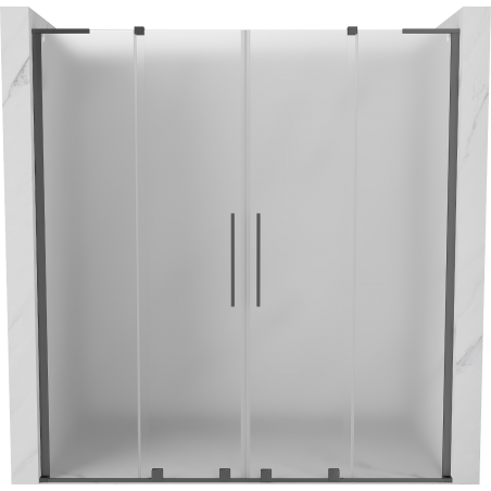 Mexen Velar L Duo drzwi prysznicowe rozsuwane 180 cm, szron, gun metal - 871-180-003-32-95
