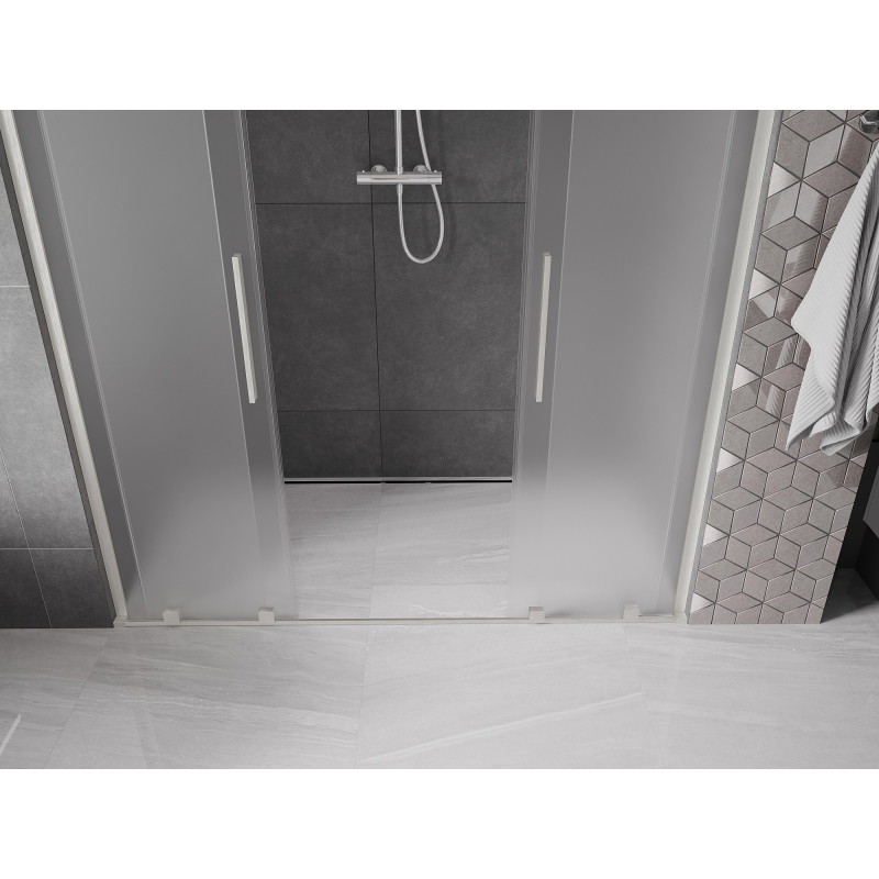 Mexen Velar L Duo drzwi prysznicowe rozsuwane 200 cm, szron, nikiel szczotkowany - 871-200-003-32-97