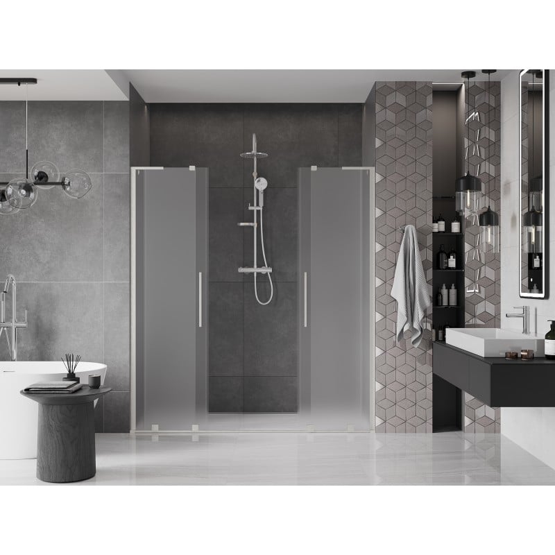 Mexen Velar L Duo drzwi prysznicowe rozsuwane 170 cm, szron, nikiel szczotkowany - 871-170-003-32-97