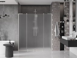 Mexen Velar L Duo drzwi prysznicowe rozsuwane 180 cm, szron, nikiel szczotkowany - 871-180-003-32-97