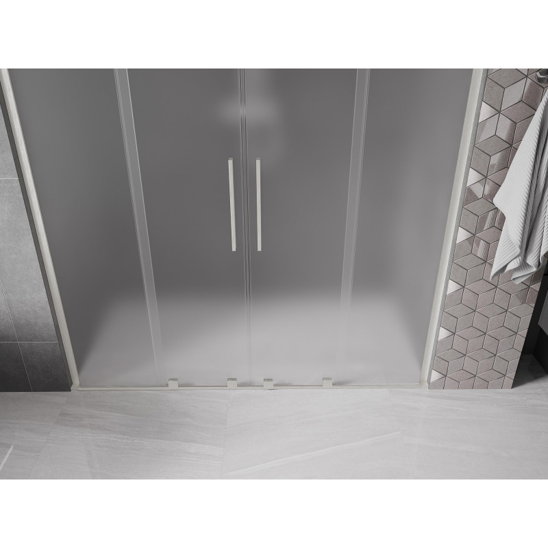 Mexen Velar L Duo drzwi prysznicowe rozsuwane 180 cm, szron, nikiel szczotkowany - 871-180-003-32-97