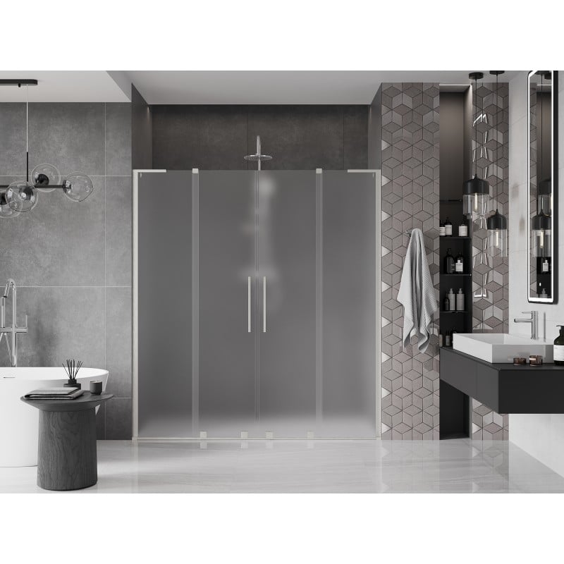 Mexen Velar L Duo drzwi prysznicowe rozsuwane 170 cm, szron, nikiel szczotkowany - 871-170-003-32-97