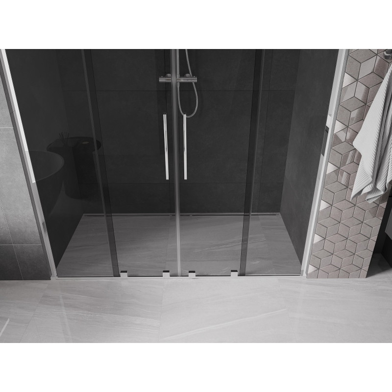 Mexen Velar L Duo drzwi prysznicowe rozsuwane 180 cm, grafit, chrom - 871-180-003-42-01