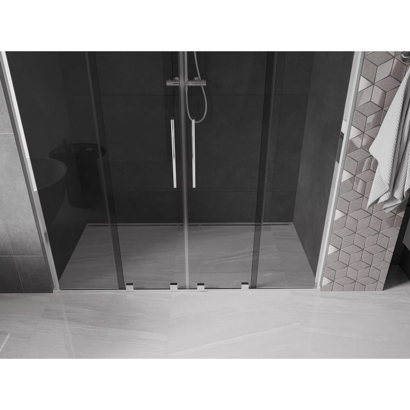 Mexen Velar L Duo drzwi prysznicowe rozsuwane 200 cm, grafit, chrom - 871-200-003-42-01