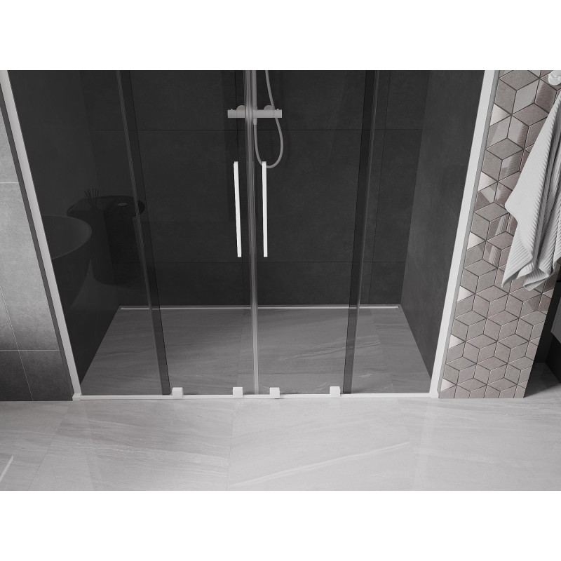 Mexen Velar L Duo drzwi prysznicowe rozsuwane 180 cm, grafit, białe - 871-180-003-42-20
