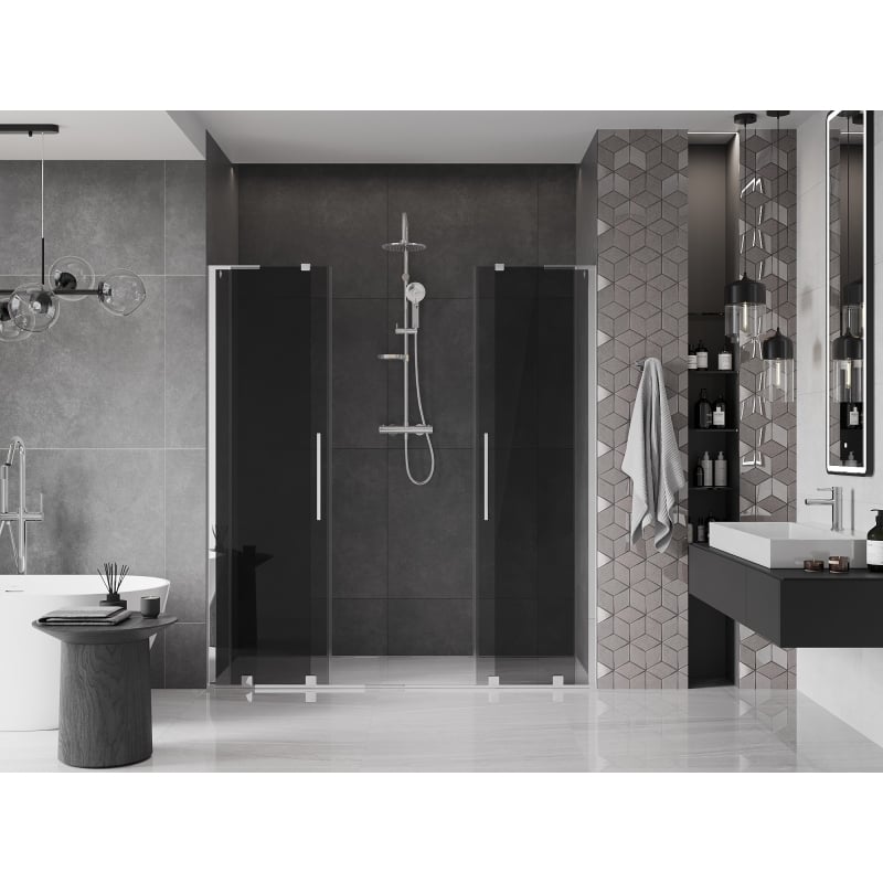 Mexen Velar L Duo drzwi prysznicowe rozsuwane 200 cm, grafit, chrom - 871-200-003-42-01
