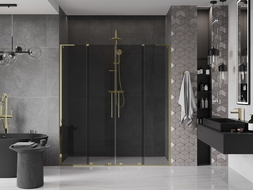 Mexen Velar L Duo drzwi prysznicowe rozsuwane 170 cm, grafit, złote - 871-170-003-42-50