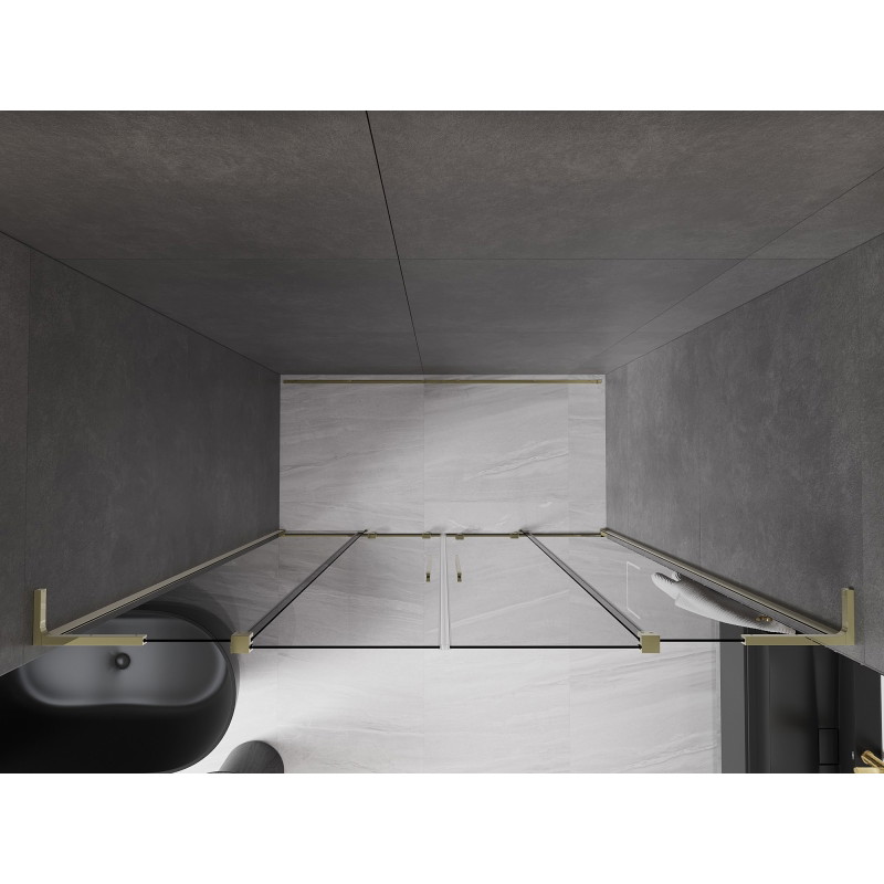 Mexen Velar L Duo drzwi prysznicowe rozsuwane 200 cm, grafit, złote - 871-200-003-42-50