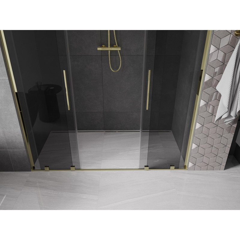 Mexen Velar L Duo drzwi prysznicowe rozsuwane 170 cm, grafit, złote - 871-170-003-42-50