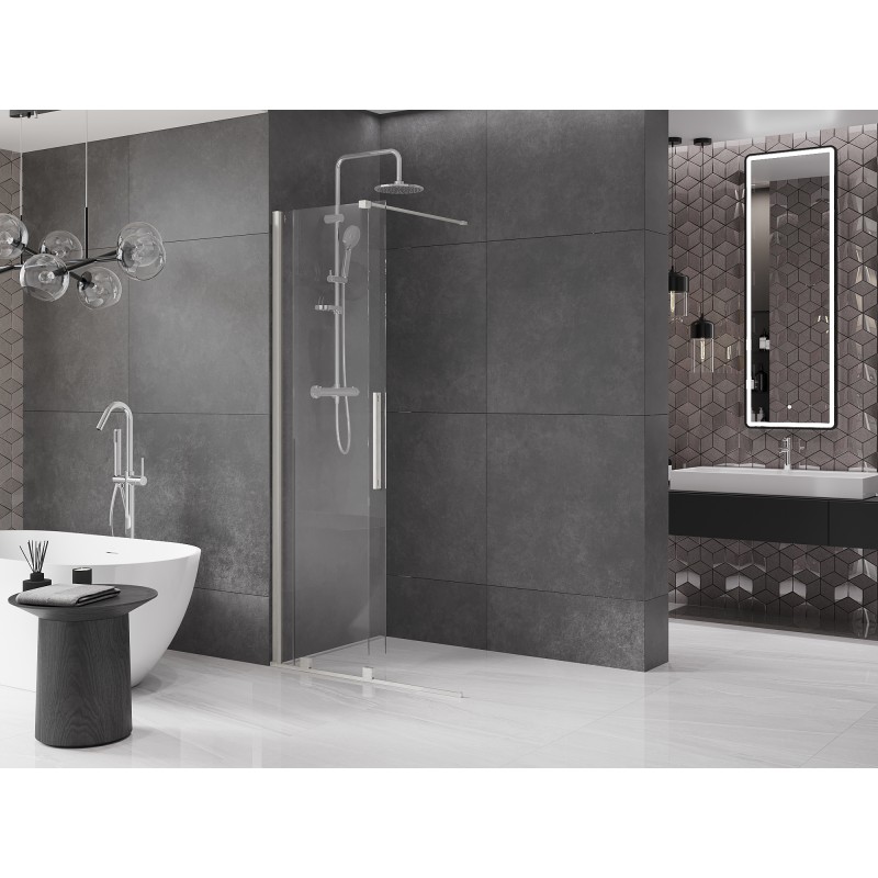Mexen Velar ścianka prysznicowa rozsuwana Walk-in 120 x 200 cm, transparent 8 mm, nikiel szczotkowany - 871-120-000-03-97