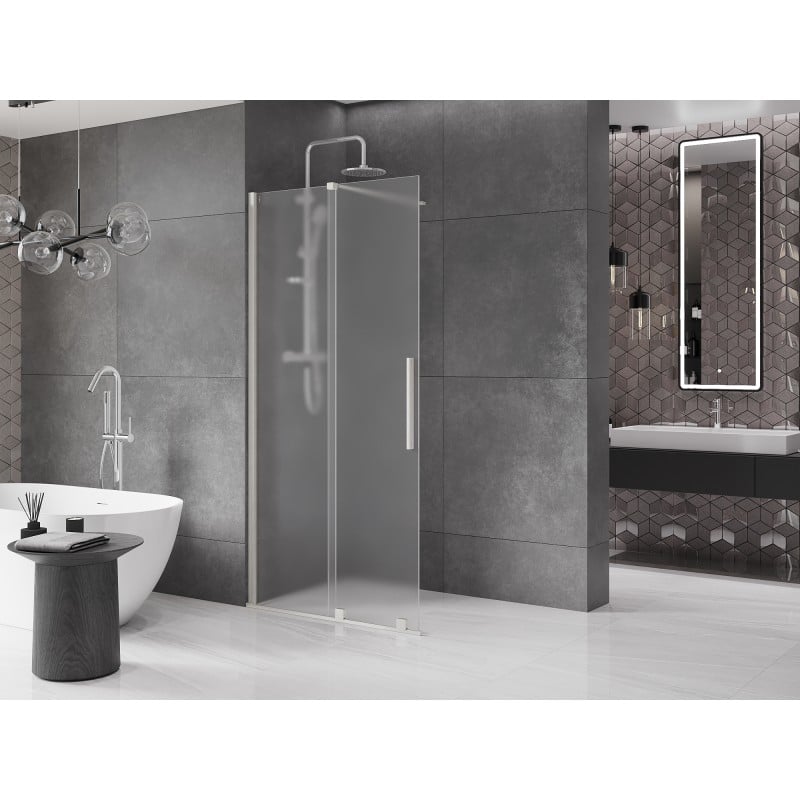 Mexen Velar ścianka prysznicowa rozsuwana Walk-in 110 x 200 cm, szron 8 mm, nikiel szczotkowany - 871-110-000-33-97