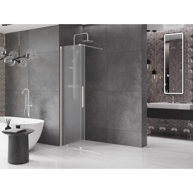 Mexen Velar ścianka prysznicowa rozsuwana Walk-in 100 x 200 cm, szron 8 mm, nikiel szczotkowany - 871-100-000-33-97