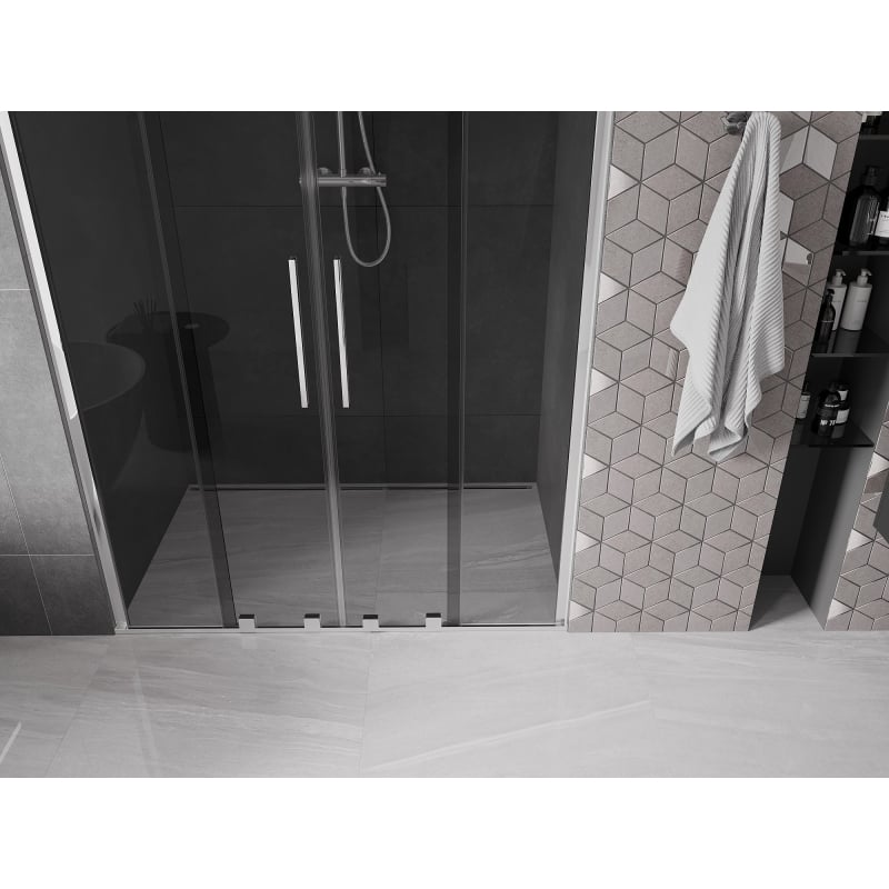 Mexen Velar Duo drzwi prysznicowe rozsuwane 140 cm, grafit, chrom - 871-140-000-42-01