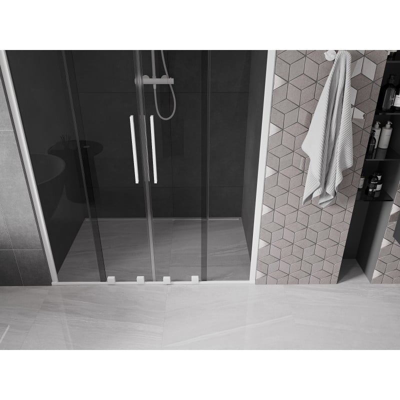 Mexen Velar Duo drzwi prysznicowe rozsuwane 160 cm, grafit, białe - 871-160-000-42-20