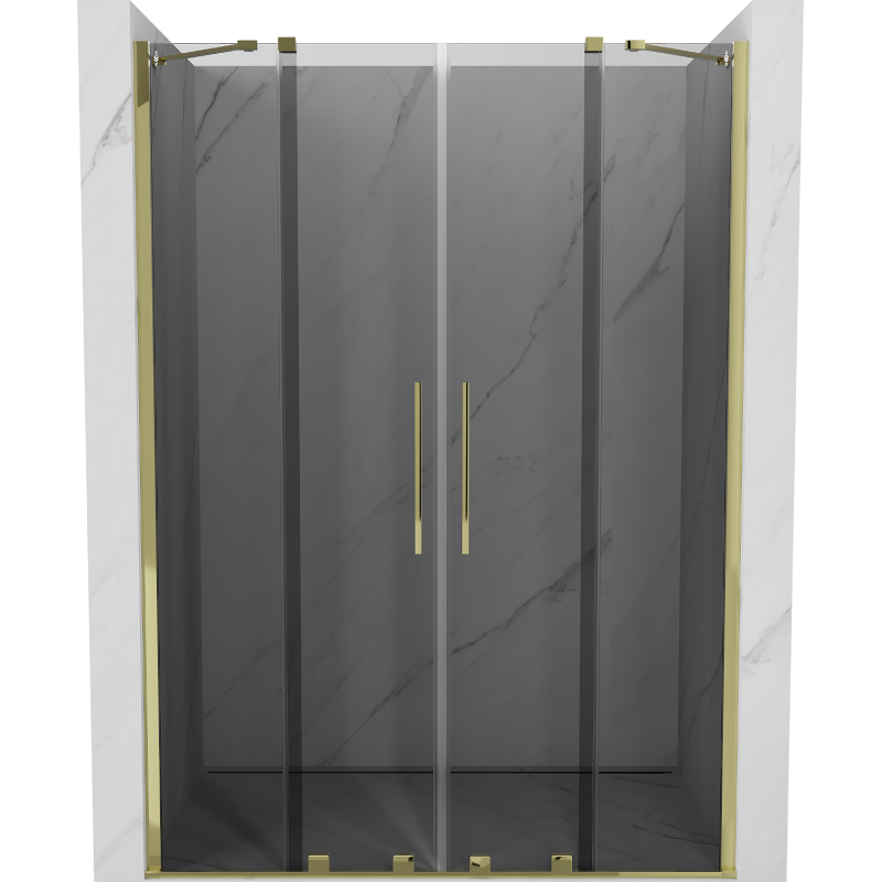 Mexen Velar Duo drzwi prysznicowe rozsuwane 140 cm, grafit, złote - 871-140-000-42-50
