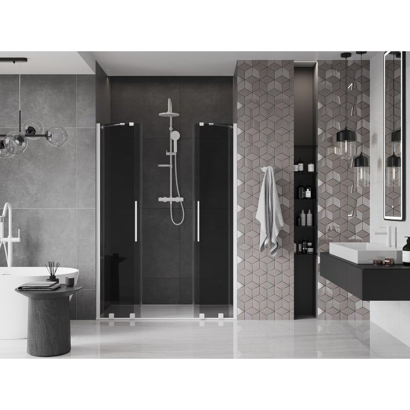 Mexen Velar Duo drzwi prysznicowe rozsuwane 160 cm, grafit, białe - 871-160-000-42-20