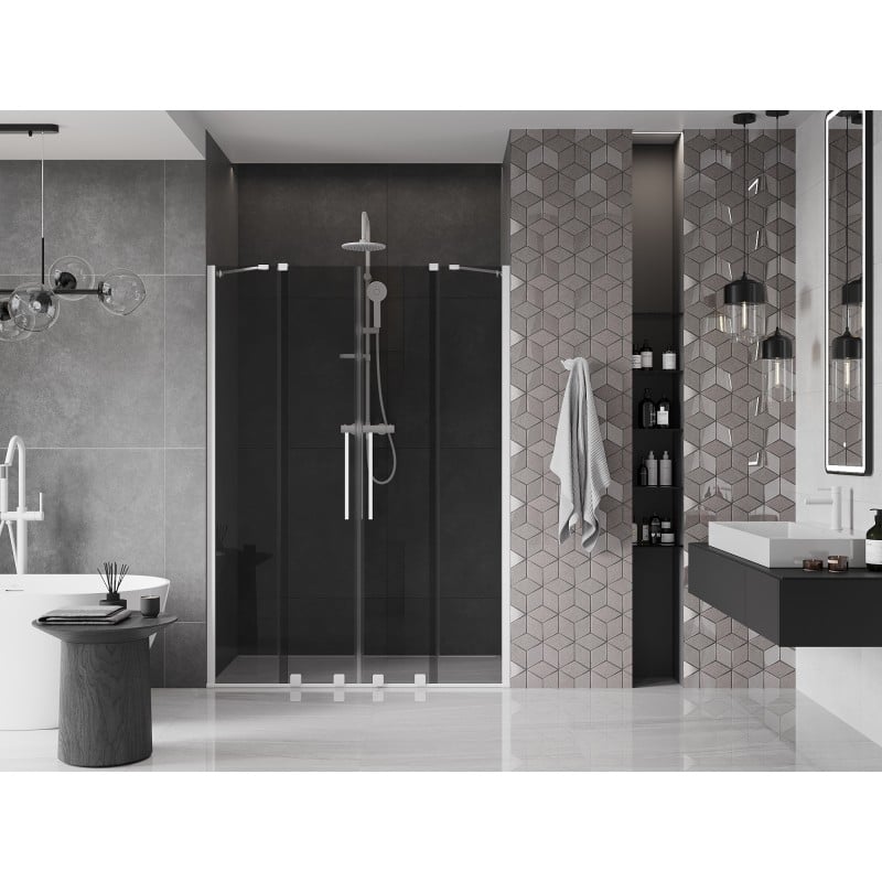 Mexen Velar Duo drzwi prysznicowe rozsuwane 160 cm, grafit, białe - 871-160-000-42-20