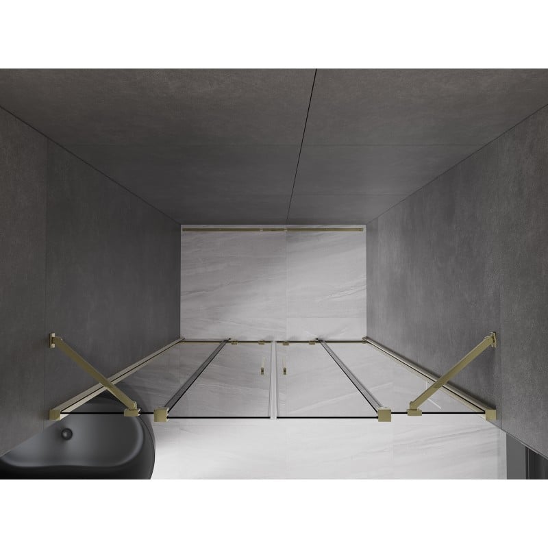 Mexen Velar Duo drzwi prysznicowe rozsuwane 140 cm, grafit, złote - 871-140-000-42-50