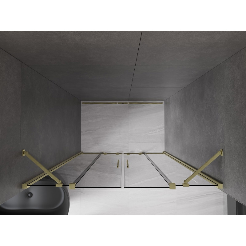 Mexen Velar Duo drzwi prysznicowe rozsuwane 150 cm, grafit, złote szczotkowane - 871-150-000-42-55