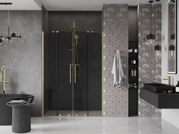 Mexen Velar Duo drzwi prysznicowe rozsuwane 160 cm, grafit, złote szczotkowane - 871-160-000-42-55