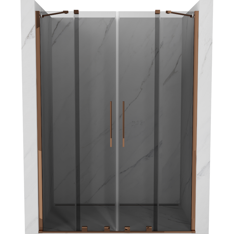 Mexen Velar Duo drzwi prysznicowe rozsuwane 150 cm, grafit, różowe złoto - 871-150-000-42-60
