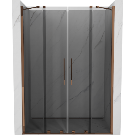 Mexen Velar Duo drzwi prysznicowe rozsuwane 150 cm, grafit, różowe złoto - 871-150-000-42-60