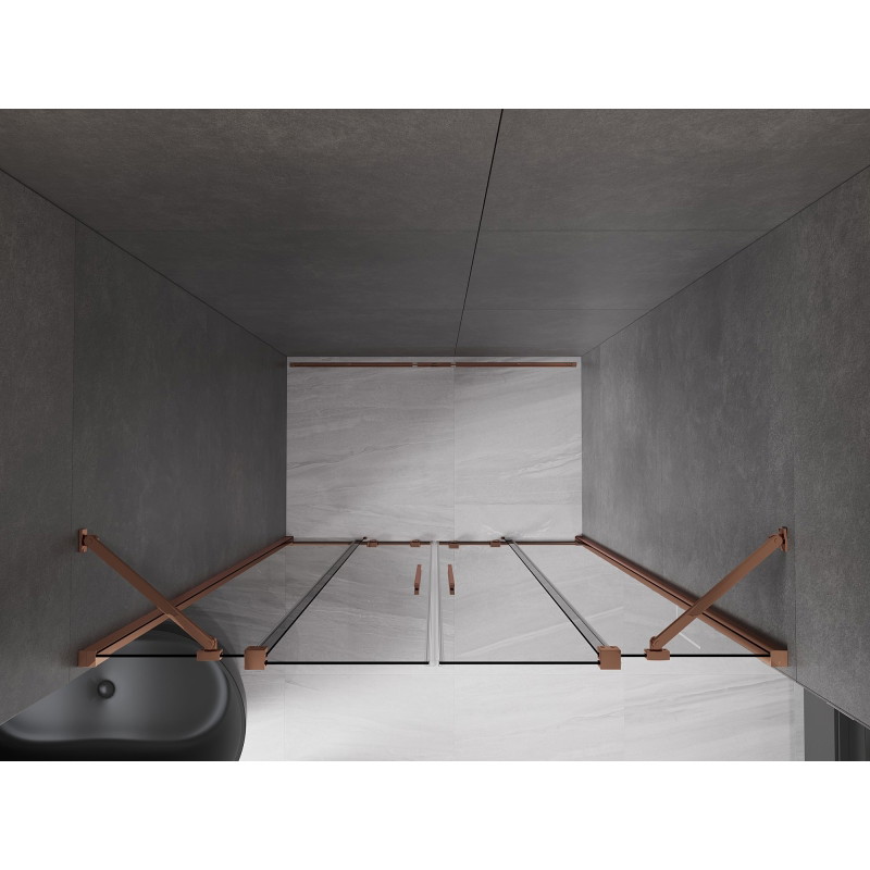 Mexen Velar Duo drzwi prysznicowe rozsuwane 140 cm, grafit, różowe złoto - 871-140-000-42-60