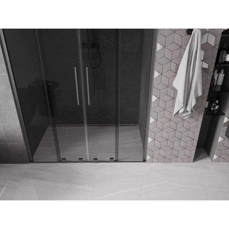 Mexen Velar Duo drzwi prysznicowe rozsuwane 160 cm, grafit, gun gray szczotkowany - 871-160-000-42-66