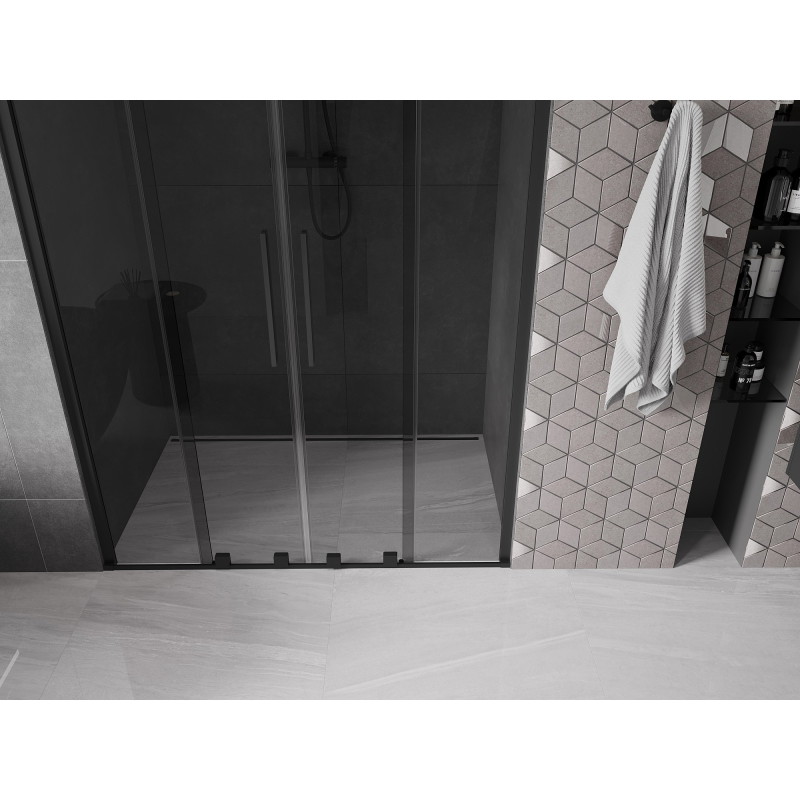 Mexen Velar Duo drzwi prysznicowe rozsuwane 160 cm, grafit, czarne - 871-160-000-42-70
