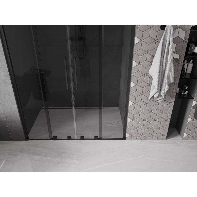 Mexen Velar Duo drzwi prysznicowe rozsuwane 150 cm, grafit, czarne - 871-150-000-42-70
