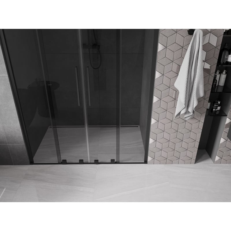 Mexen Velar Duo drzwi prysznicowe rozsuwane 140 cm, grafit, czarne - 871-140-000-42-70